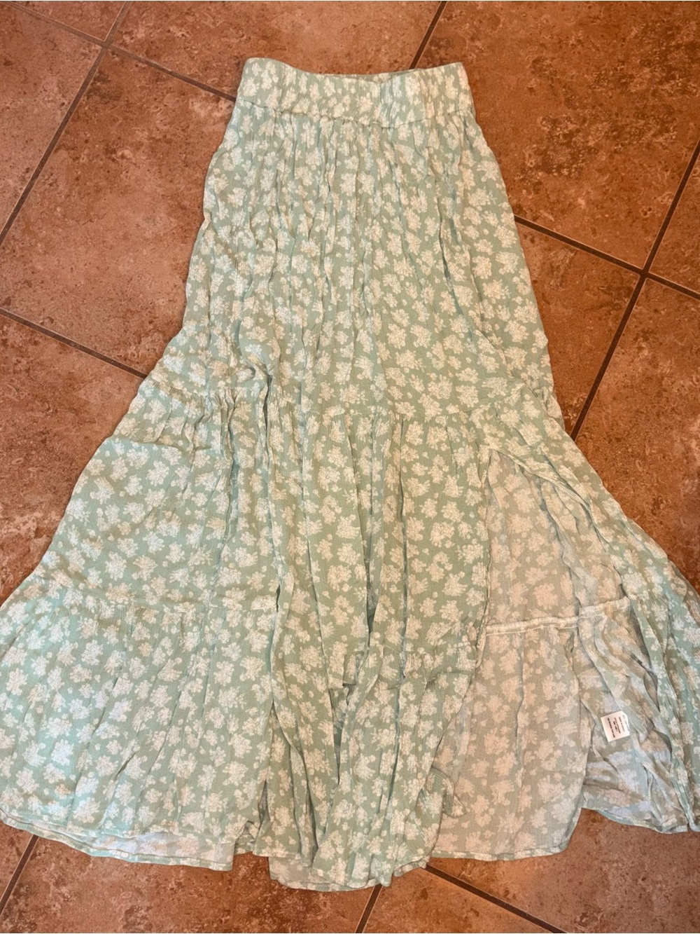 Altar'd State Mint Green Floral Maxi Skirt